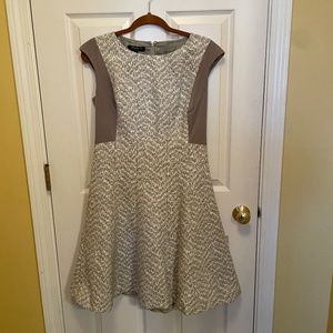 Lafayette 148 New York A-Line Midi Dress Sleeveless Gold/Brown/WhiteLined Size 6